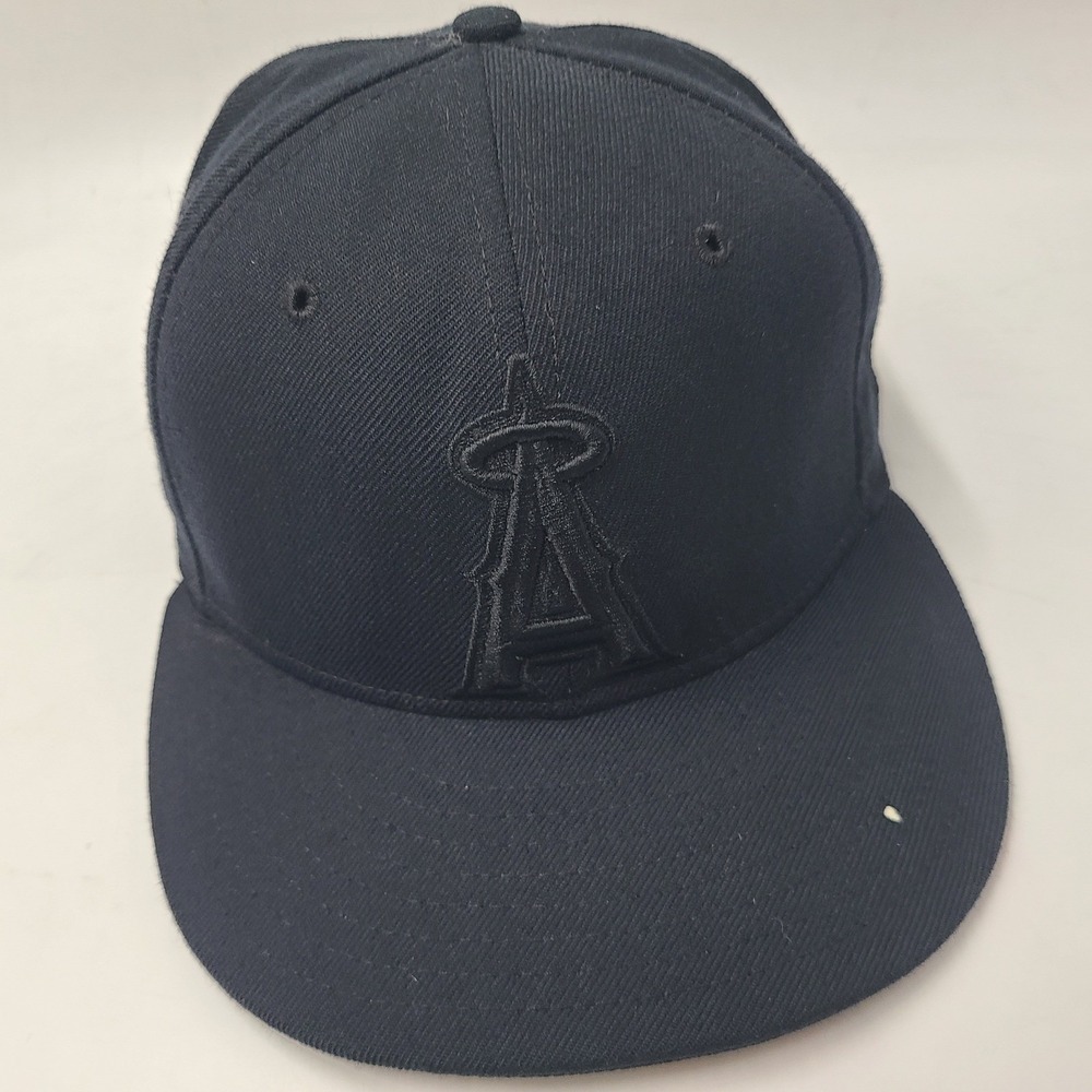 Vintage Los Angeles Angels Hat Fitted 7 1/8 New Era 59Fifty Black MLB Wool Men